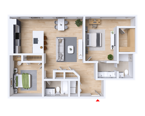 a floor plan of a house with a bedroom and a living room
